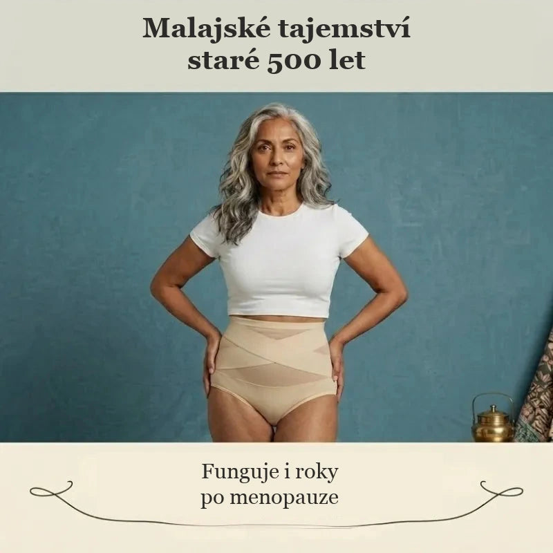Stahovací kalhotky s vysokým pasem pro období po porodu a v menopauze