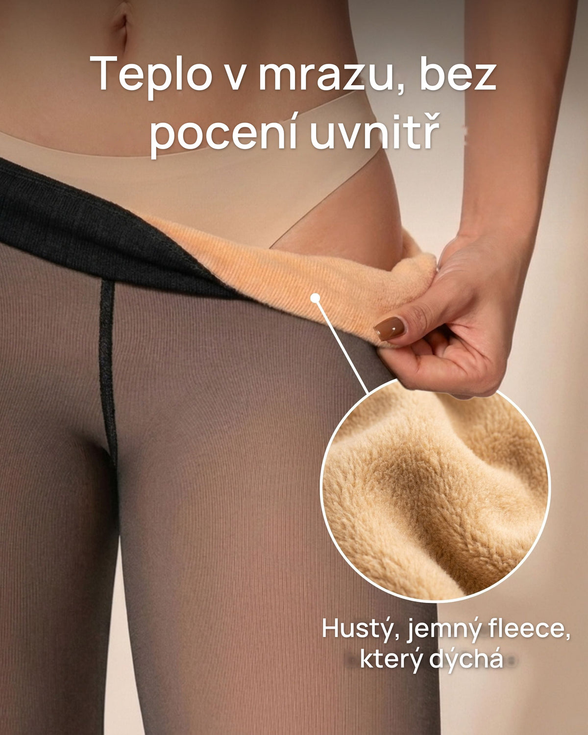 Termo punčocháče s fleecem a vzhledem silonek